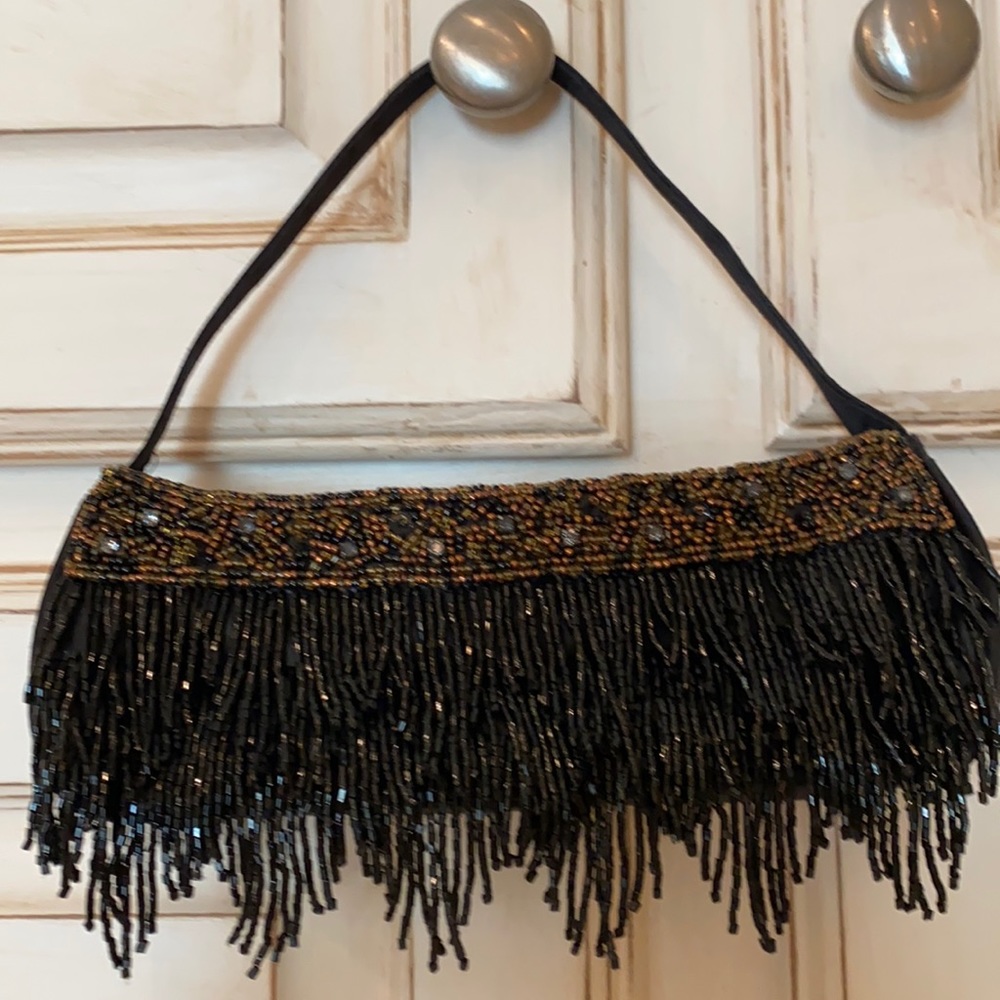 SOLD NWOT black beaded small purse
